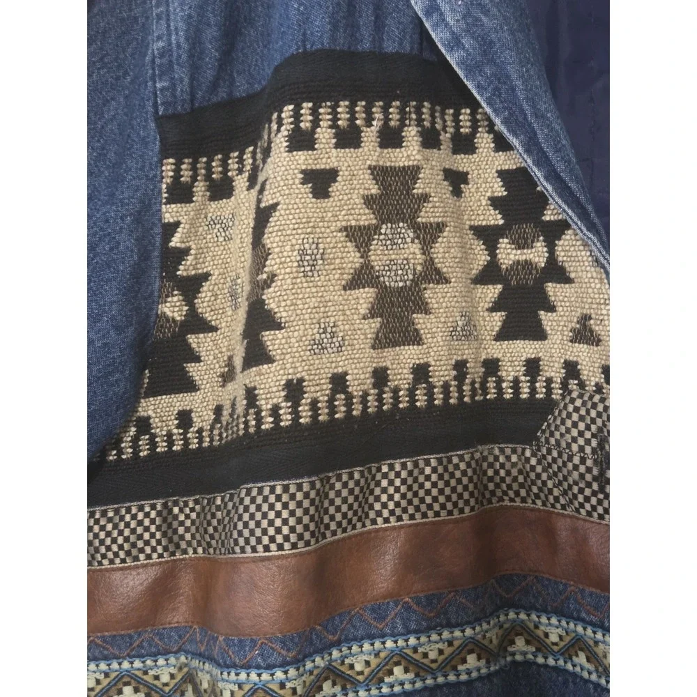 Vintage 90s 220 Hickory Womens  Denim Southwest Aztec Jacket Western Size Large